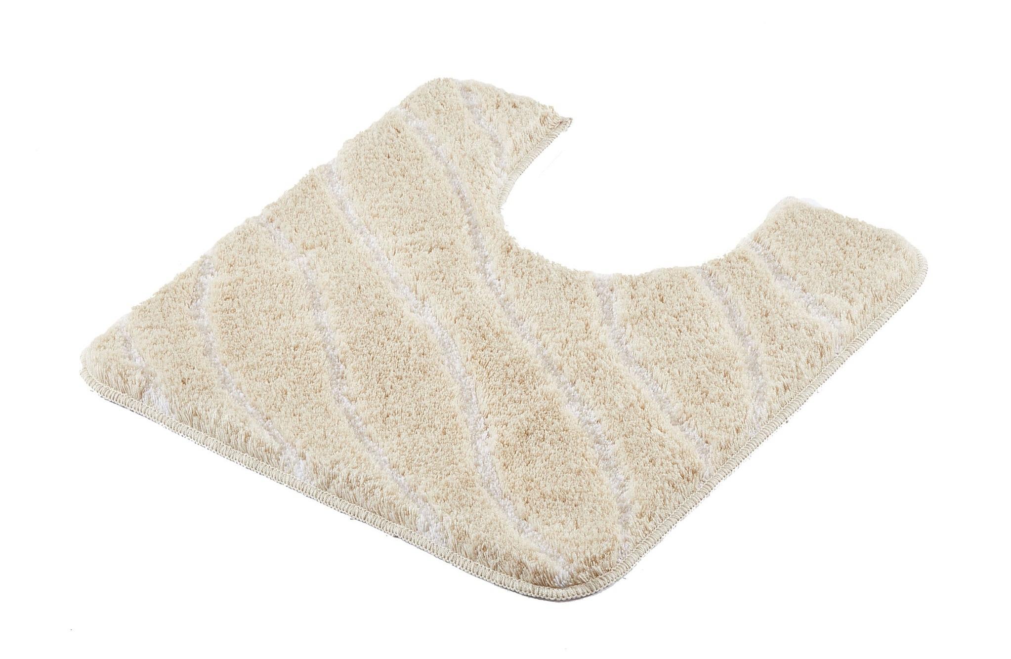 Cremefarbener Hochflor-WC-Vorleger mit dezentem, eingewebtem Wellenmuster