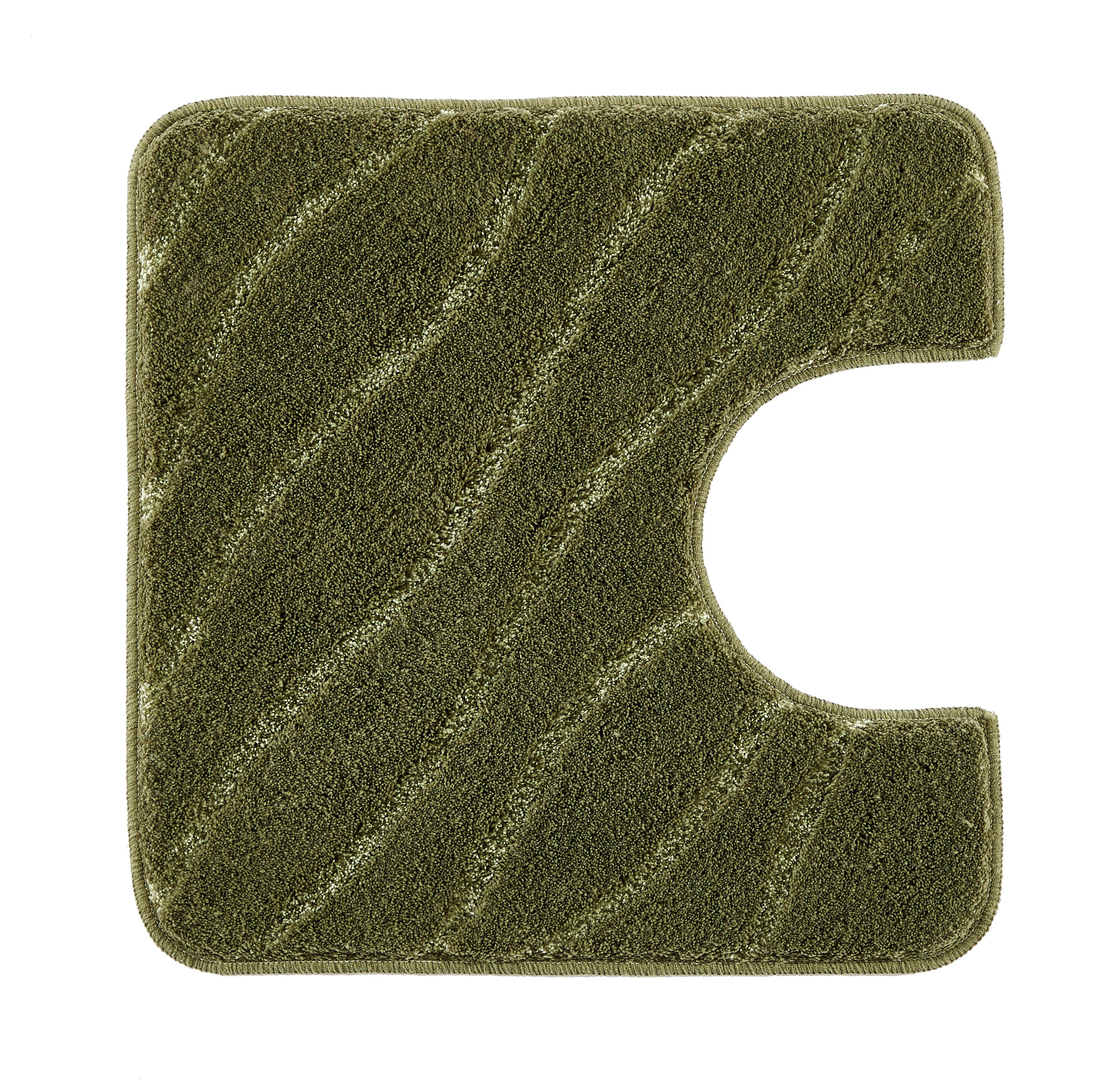 Grüner WC-Vorleger TRAM Forest 55 x 55 cm mit Ausschnitt wird von oben gezeigt.