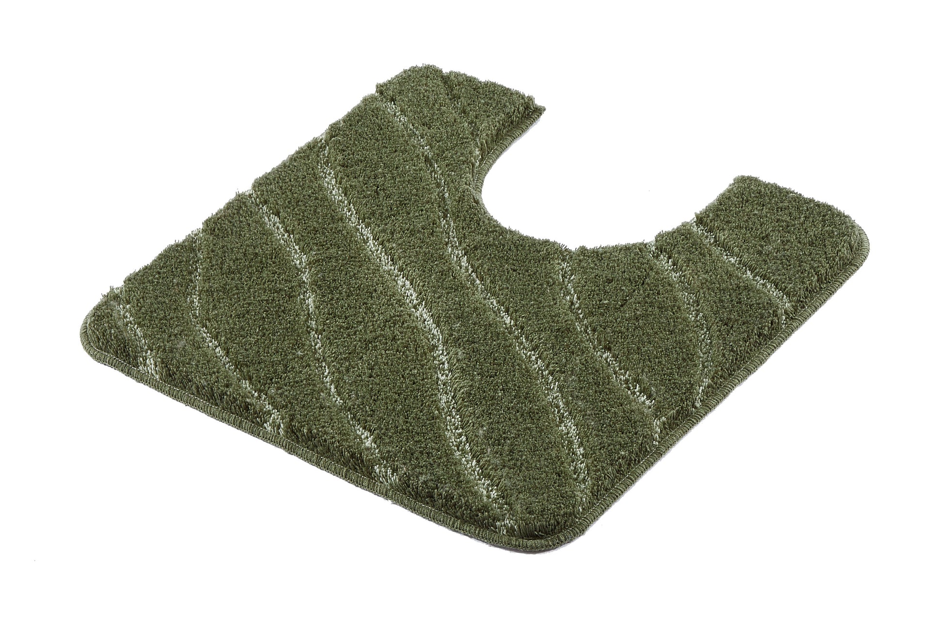 Grüner WC-Vorleger TRAM Forest 55 x 55 cm mit Ausschnitt und dezentem Wellenmuster auf weißem Hintergrund.