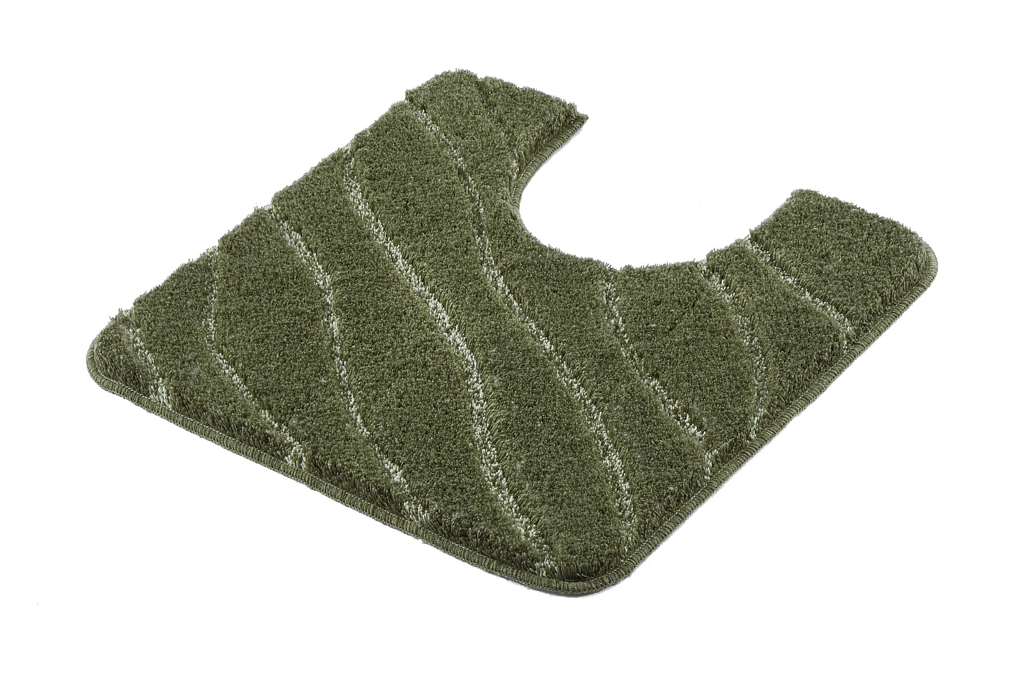 Grüner WC-Vorleger TRAM Forest 55 x 55 cm mit Ausschnitt und dezentem Wellenmuster auf weißem Hintergrund.