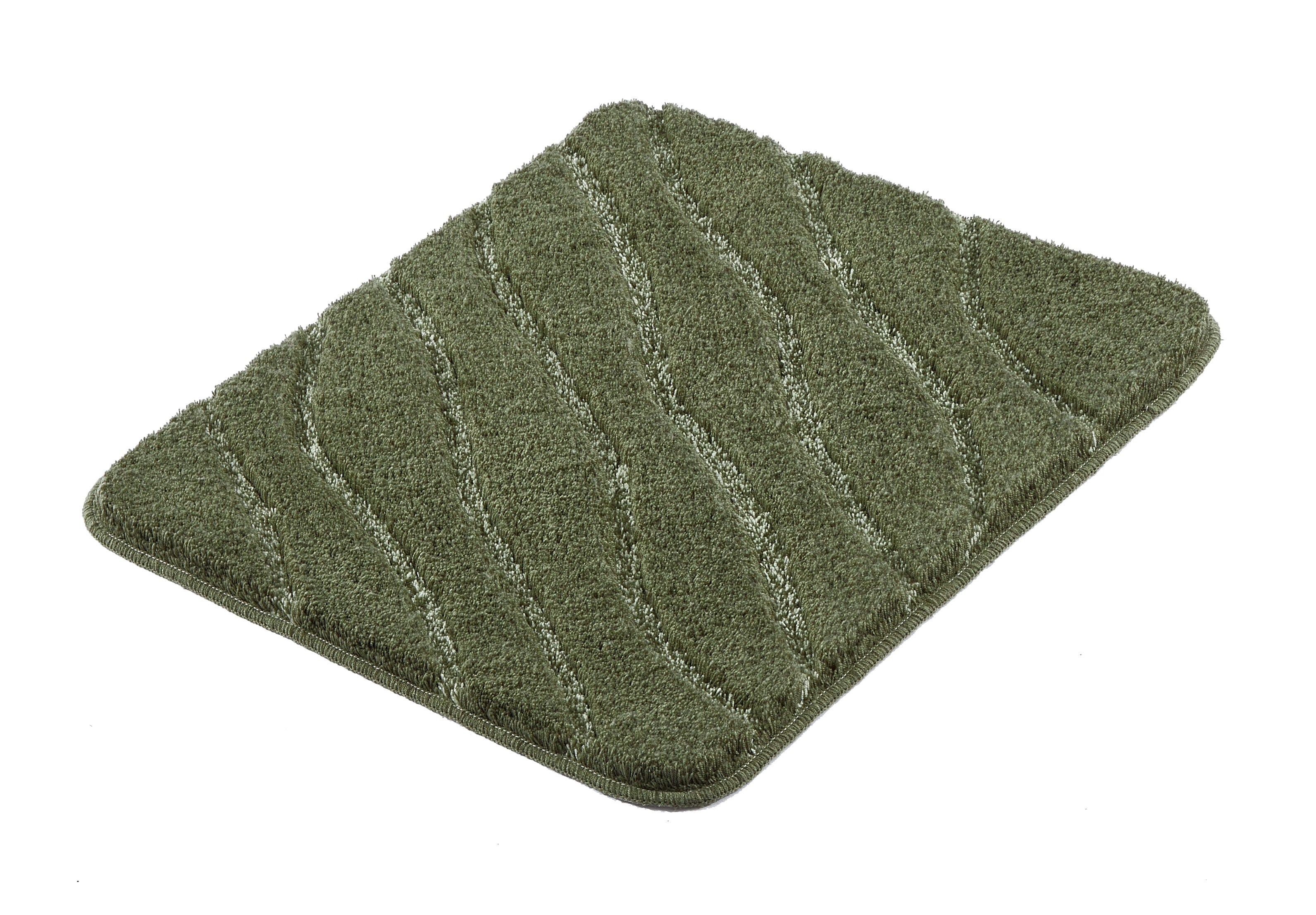 Badteppich TRAM Forest 55 x 65 cm liegt rechteckig in grüner Farbe mit gewellter Struktur auf weißem Grund.