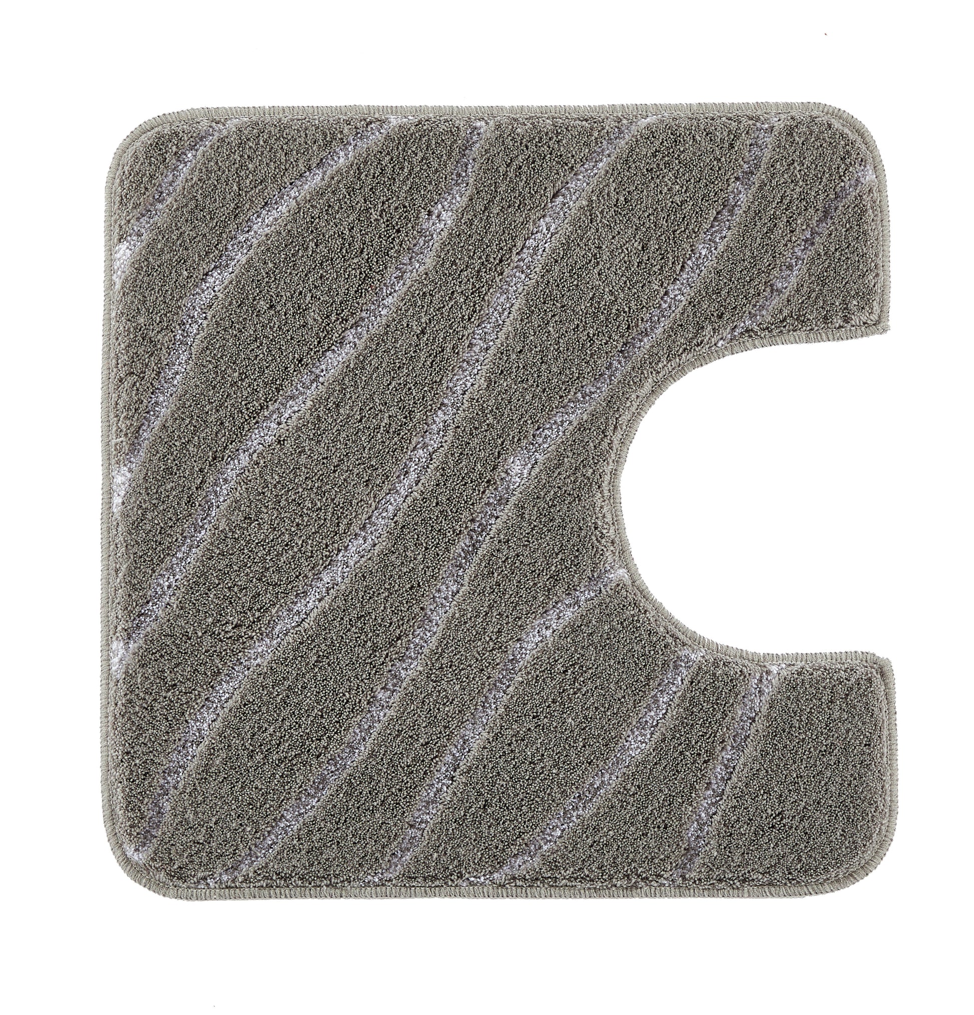 WC-Vorleger TRAM Anthrazit 55 x 55 cm mit Ausschnitt liegt flach und zeigt ein dezentes Wellenmuster.