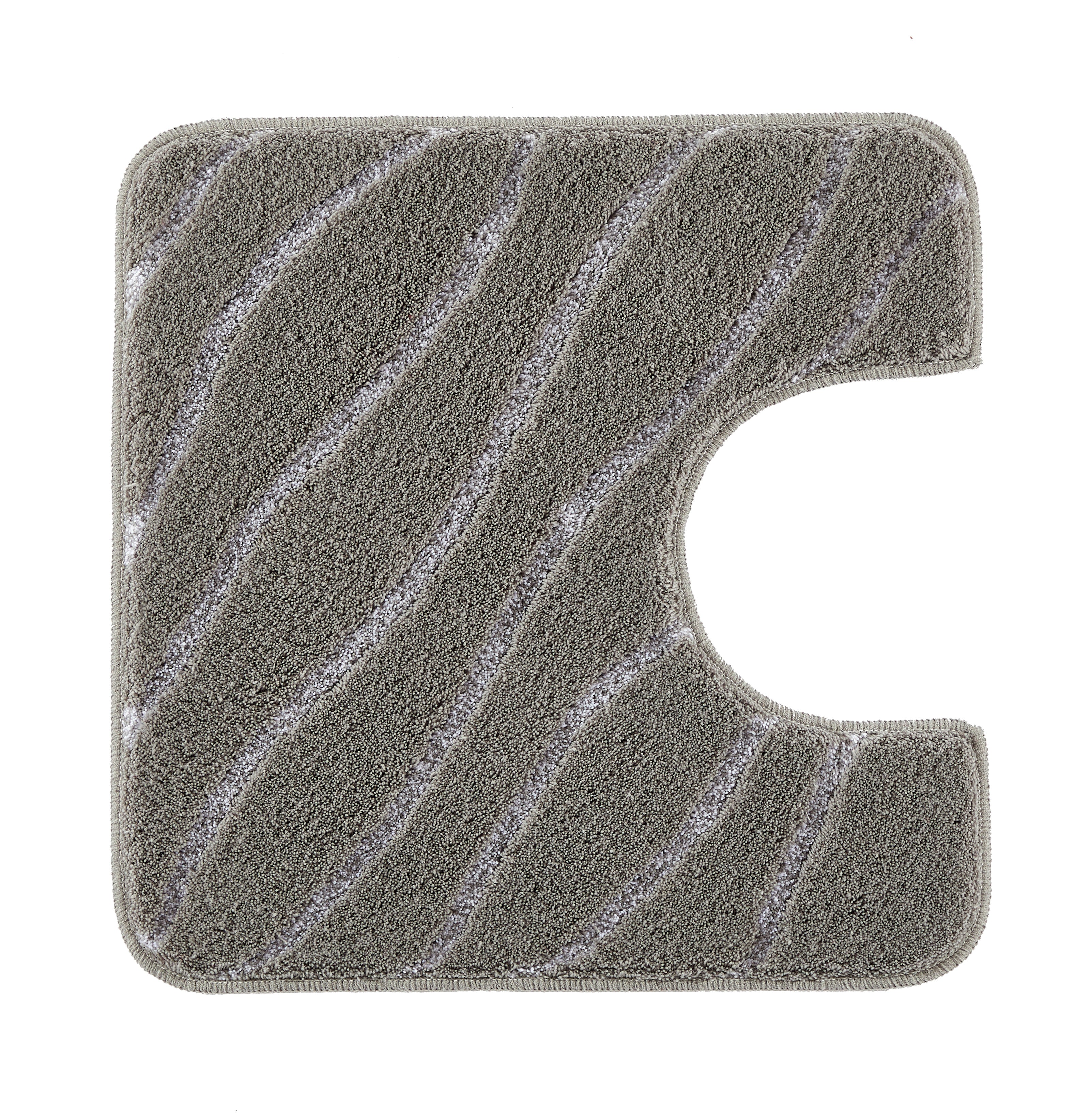 WC-Vorleger TRAM Anthrazit 55 x 55 cm mit Ausschnitt liegt flach und zeigt ein dezentes Wellenmuster.