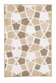 Badteppich SINTRA Macadamia 60x90 cm mit beigem und weißem Mosaikmuster ist von oben zu sehen.