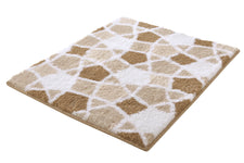 Weicher Badteppich in Beige und Weiß mit geometrischem Muster Design