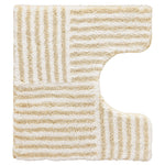 Beige-weiß gestreifter WC-Vorleger mit U-Aussparung aus Hochflor Teppich