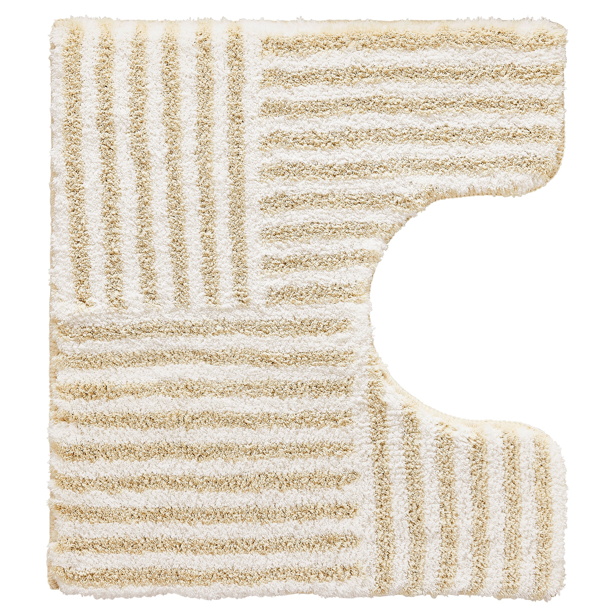 WC-Vorleger CHELSEA sandbeige 55 x 50 cm mit Ausschnitt zeigt ein gestreiftes Hochflor-Design.