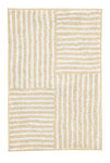 Rechteckiger Badteppich mit beige-weißen Streifen und Patchworkmuster