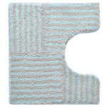 Hellblau-grau gestreifte WC-Badematte mit U-Aussparung oben rechts