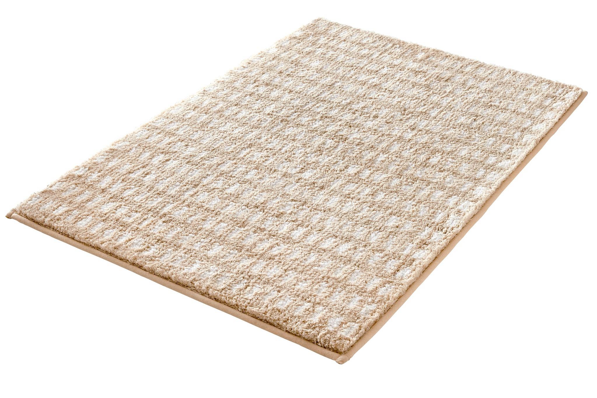 Rechteckige beige Badematte mit strukturierter Hoch-Tief-Oberfläche