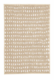 Badteppich DOTTINO Macadamia 60 x 90 cm mit weißem Punktmuster in Draufsicht.