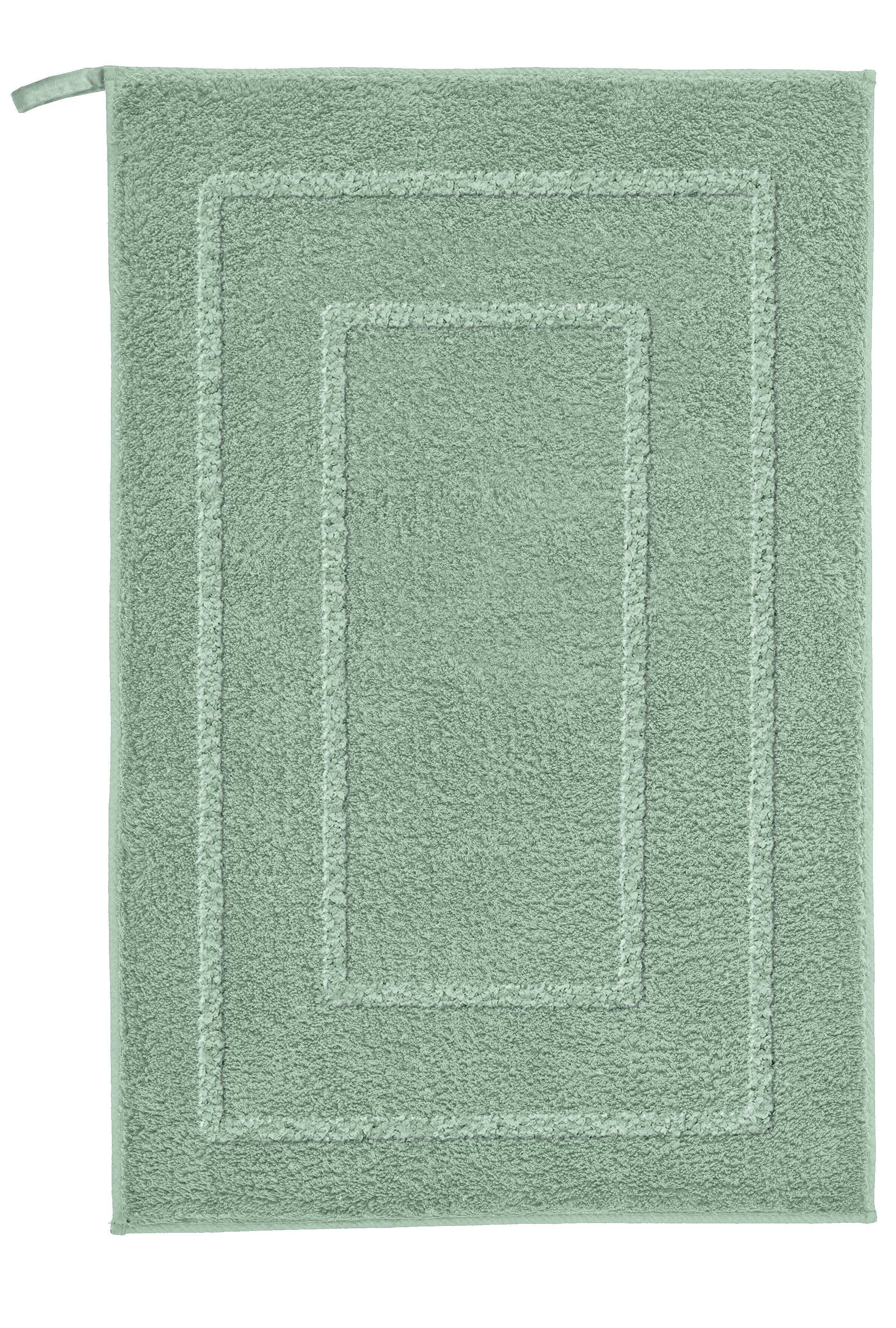 Badteppich NICO Maledivia 50 x 80 cm in Mintgrün wird von oben flach liegend gezeigt.