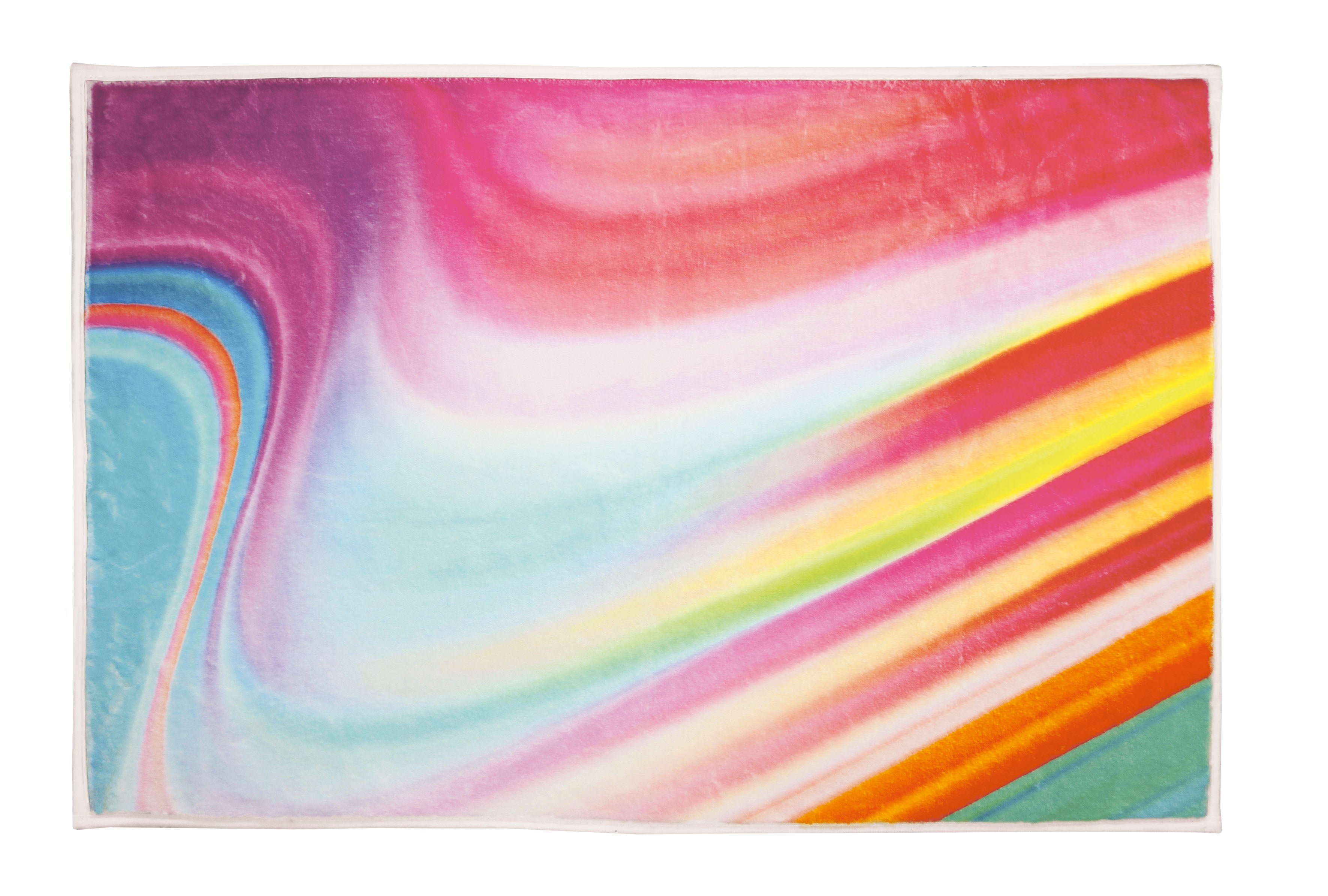 Buntes Badetuch mit abstraktem, leuchtendem Farbverlauf in Regenbogenfarben