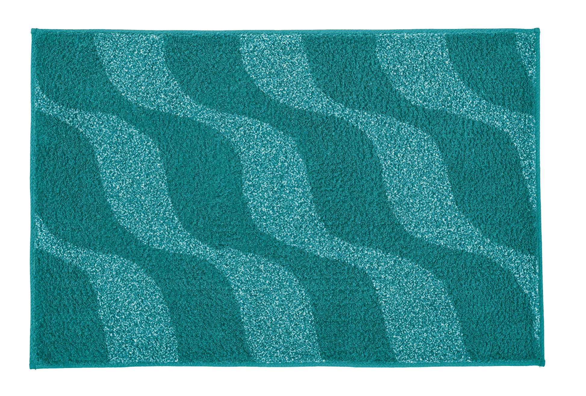 Türkisfarbige Badematte mit wellenförmigem Muster in zwei Tönen