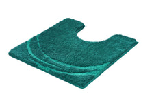 Grüne, U-förmige Badematte mit hohem Flor für den WC-Bereich Badezimmer