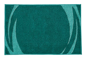 Türkisgrüne rechteckige Badematte mit abstraktem Wellenmuster in Petrol