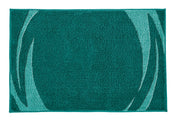 Rechteckige türkisgrüne Badematte mit helleren geschwungenen Streifen