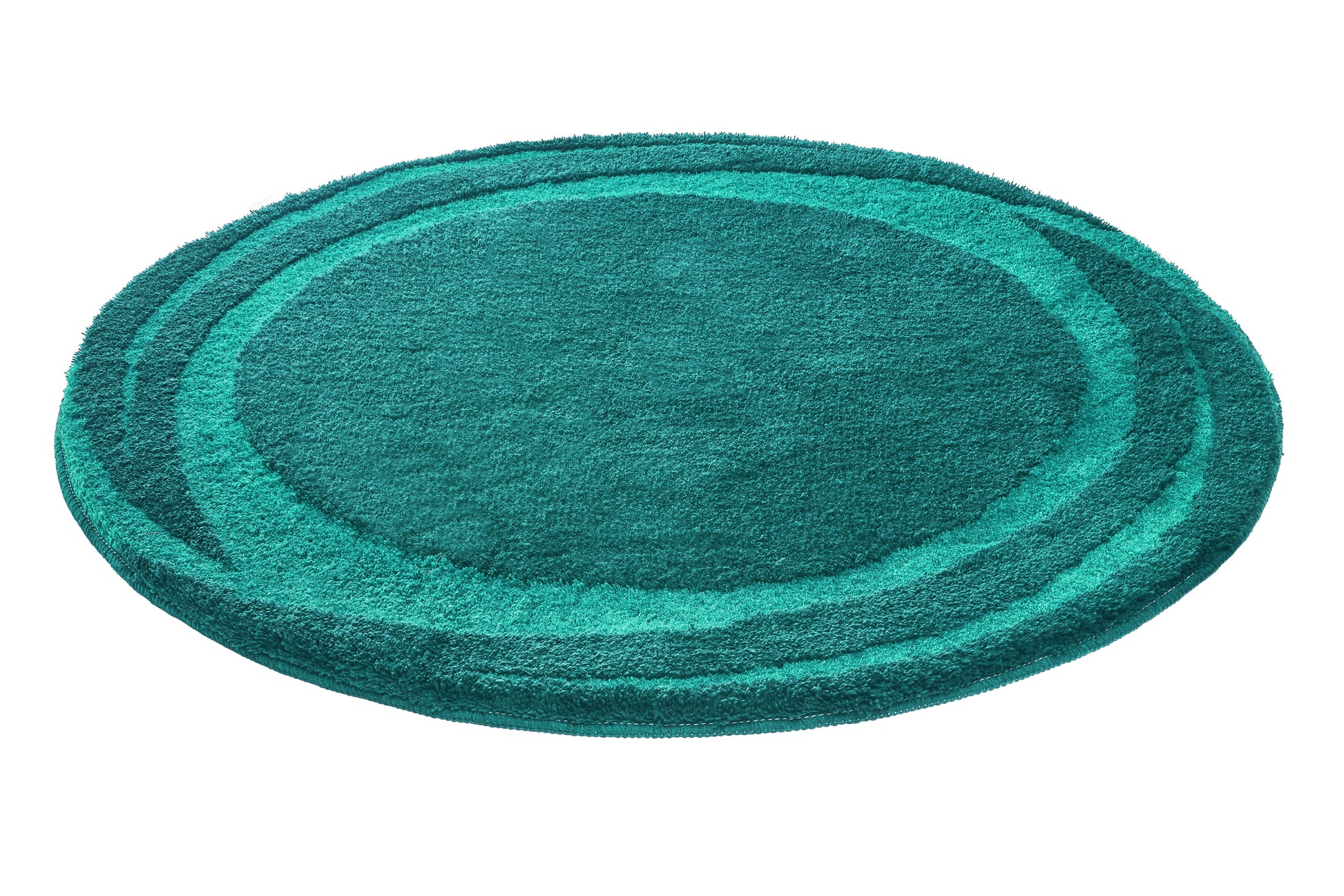 Runder türkisgrüner Badematte mit konzentrischen Ringmustern aus Baumwolle