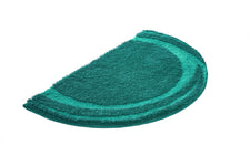 Halbrunder, türkisgrüner Badteppich mit breitem, weichem Randdesign