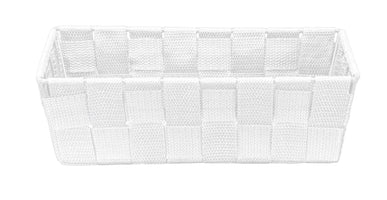 Rechteckiger weißer Aufbewahrungskorb mit geflochtener Struktur