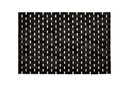 Schwarze Badematte aus Bambus PALITO 50 x 70 cm liegt flach mit rechteckigem Lattenmuster.