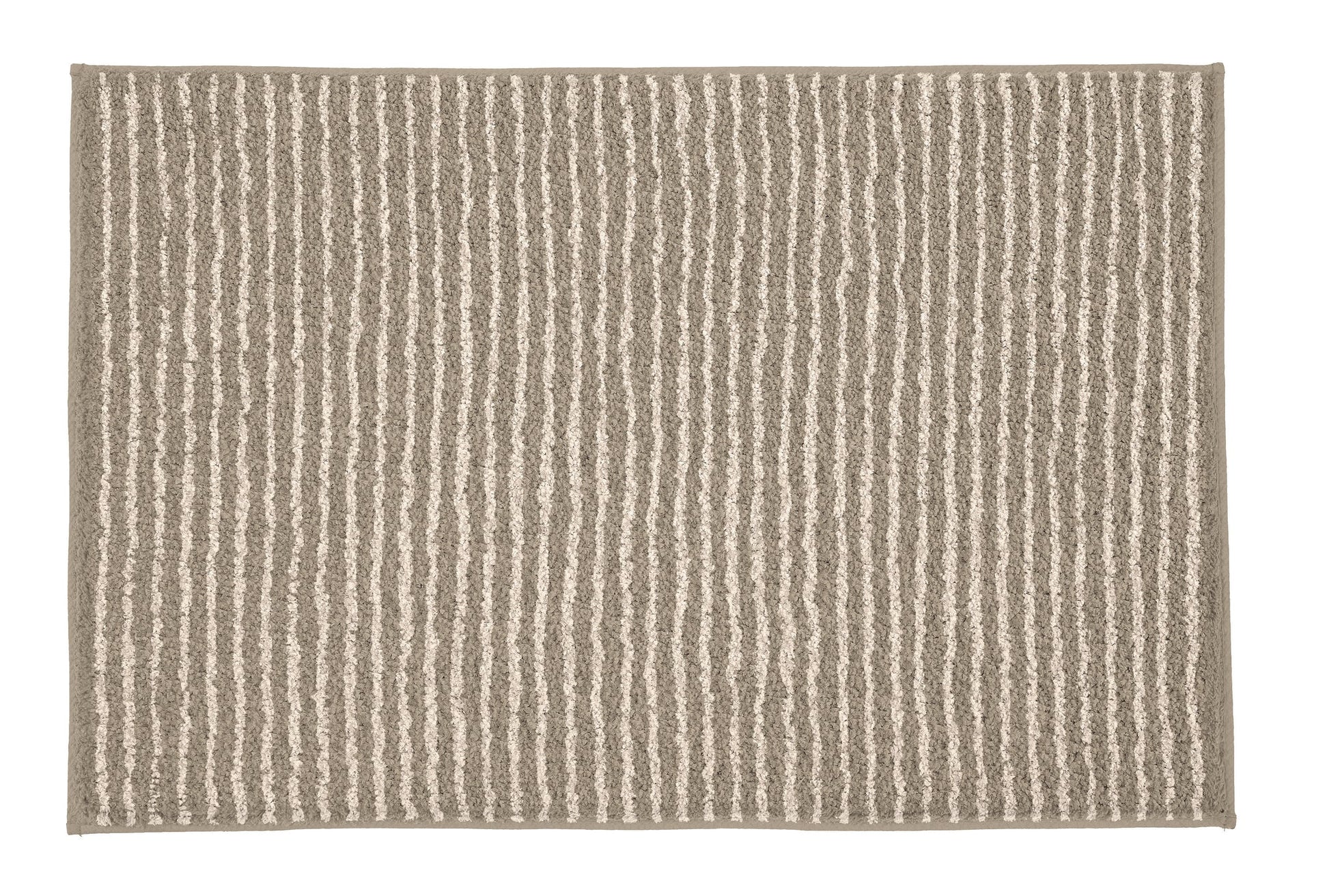 Rechteckige Badematte in Beige mit dichtem, feinem Streifenmuster