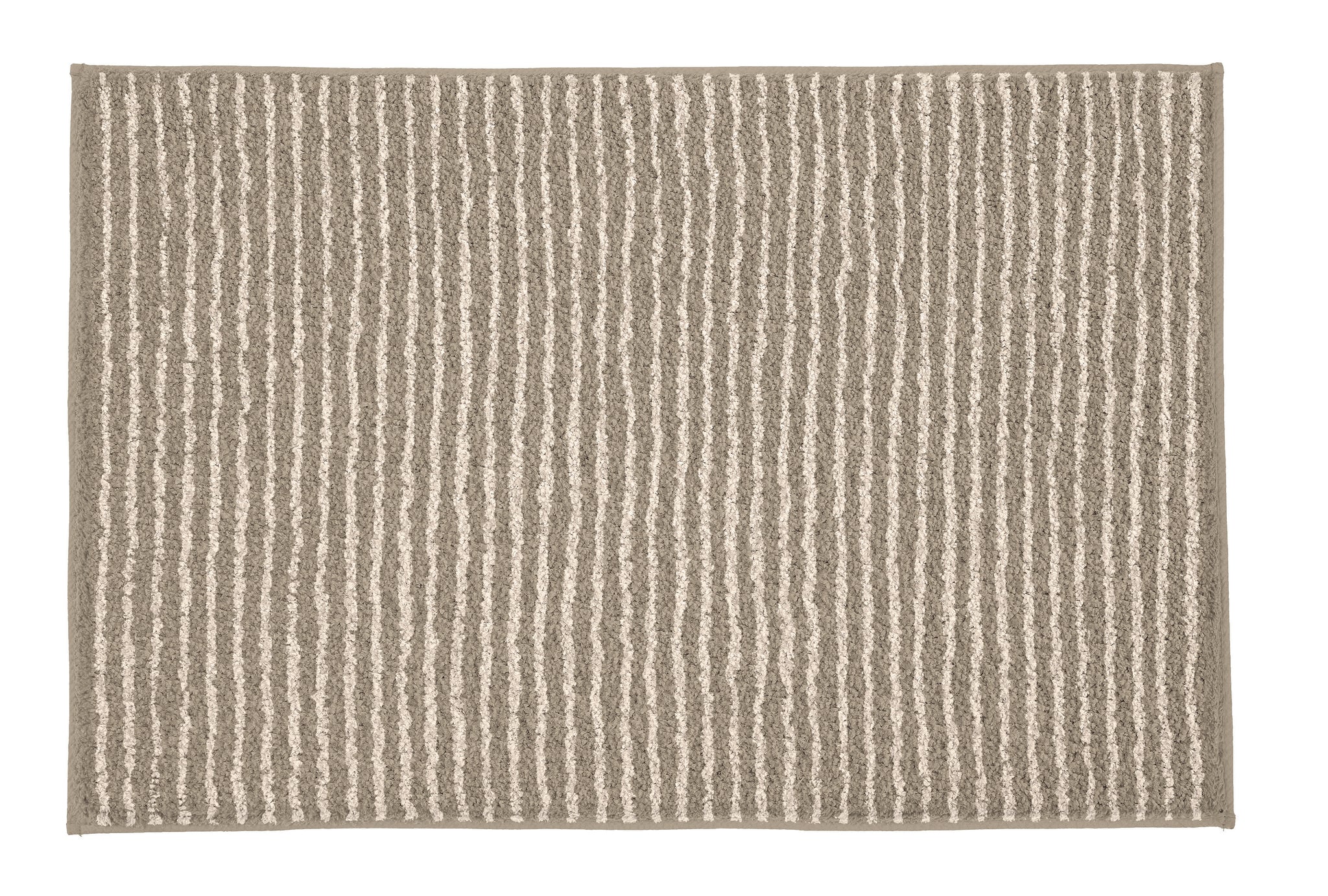 Rechteckige Badematte in Beige mit dichtem, feinem Streifenmuster