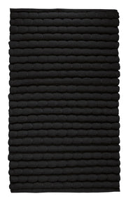 Schwarzer rechteckiger Badteppich mit dicker, strukturierter Weboberfläche