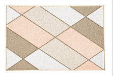 Rechteckige Badematte mit geometrischem Muster in Beige, Rosa, Weiß