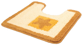 Beige-brauner WC-Vorleger mit U-Ausschnitt und mittigem Kreuzmuster