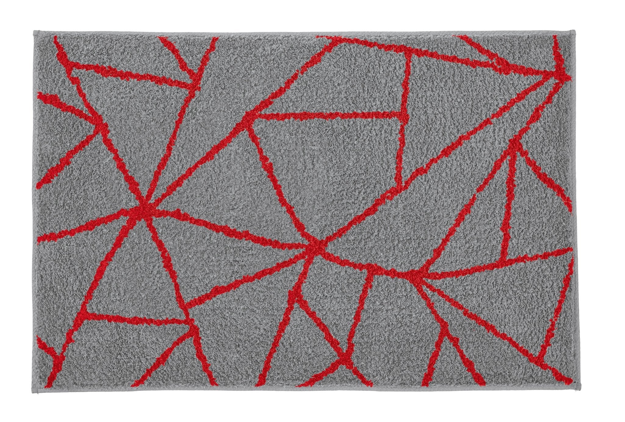 Badteppich BONDI Rubin 70 x 120 cm zeigt graue Oberfläche mit roten Linien.