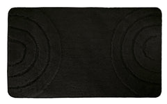 Schwarzer rechteckiger Badteppich mit dezent kreisförmiger Struktur