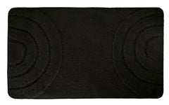 Schwarzer rechteckiger Badteppich mit dezentem seitlichem Kreisrelief