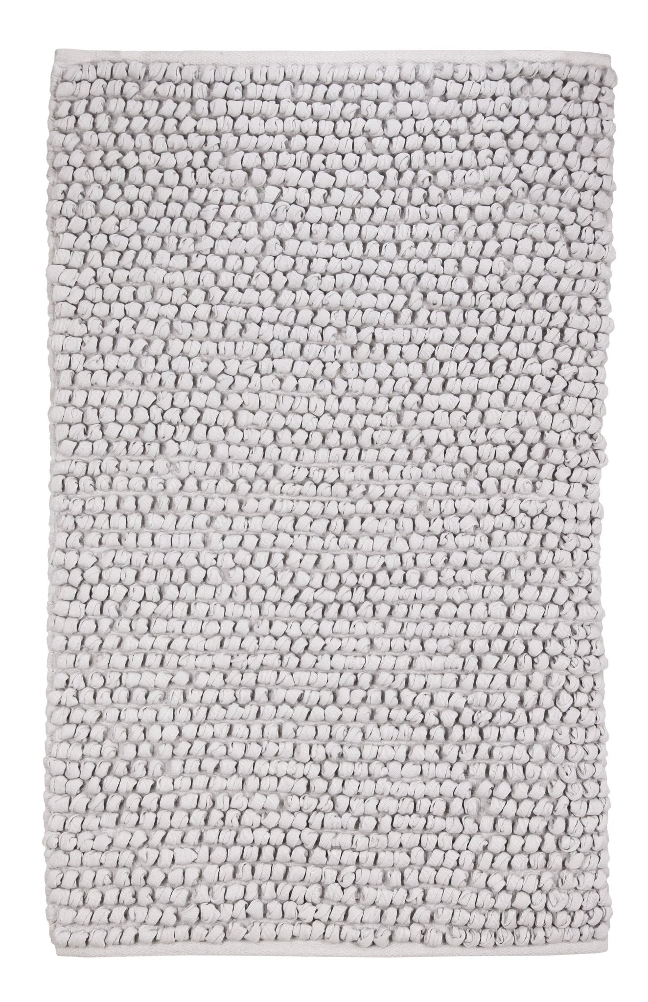 Badteppich BRAVA in Silbergrau 70 x 120 cm liegt flach mit strukturierter Oberfläche.