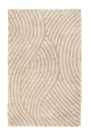 Beiger rechteckiger Badteppich mit erhöhtem wellenförmigem Muster