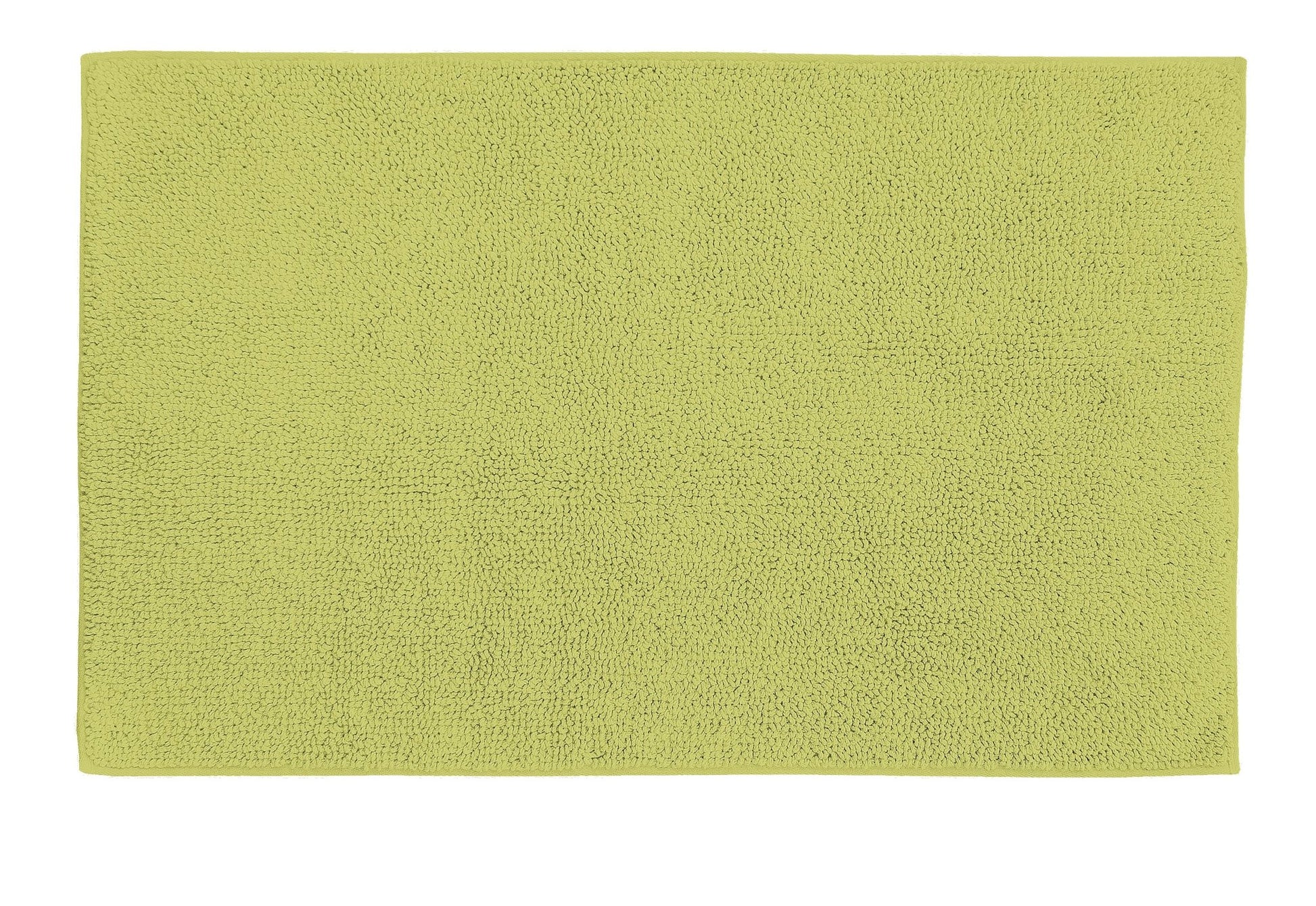 Badteppich CHRISSY Palme 60x100 cm in hellem Grün liegt flach ausgebreitet.