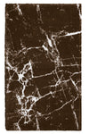 Brauner Badteppich mit weißem, marmoriertem Linienmuster auf Flauschflor
