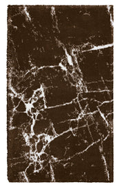 Brauner Badteppich mit weißem marmoriertem Muster in Rechteckform