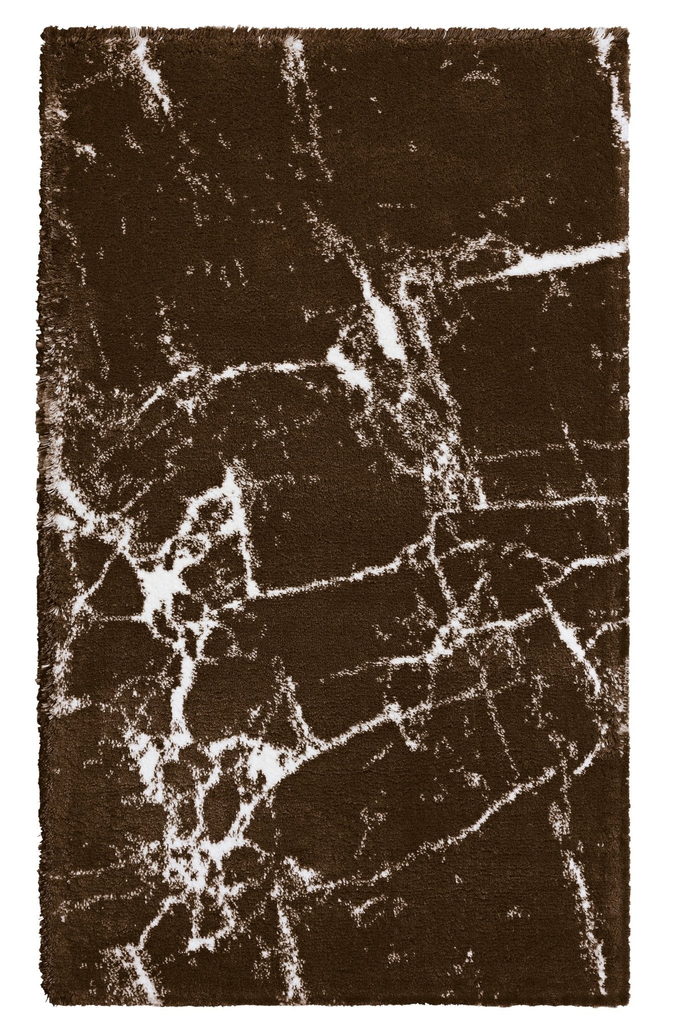 Brauner Badteppich mit weißem marmoriertem Muster in Rechteckform