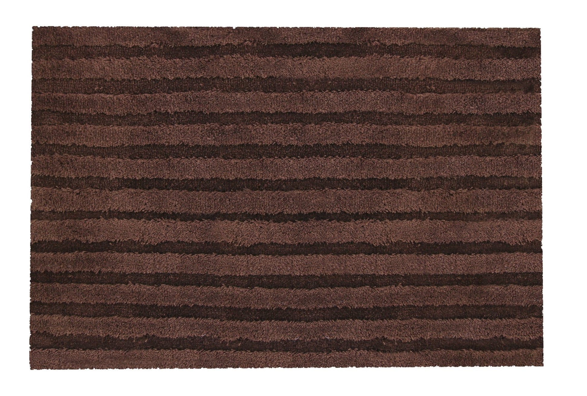 Brauner rechteckiger Badteppich mit waagerechten Streifenmuster