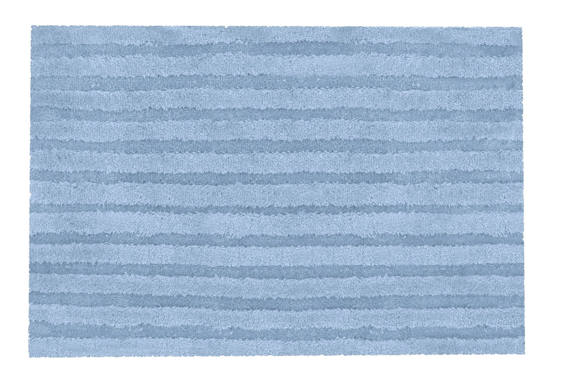 Rechteckige hellblaue Badematte mit dezenten waagerechten Streifen