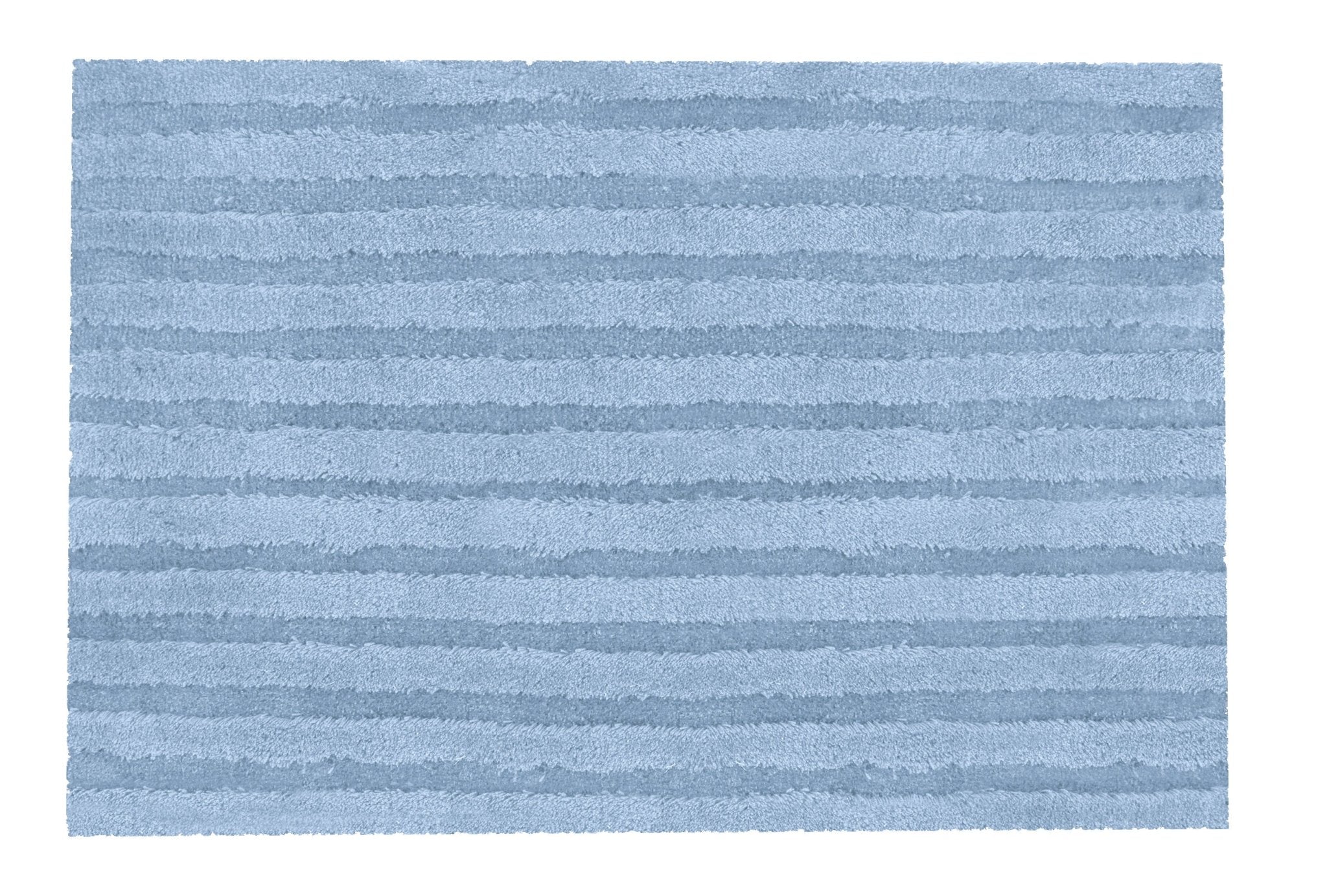 Rechteckige hellblaue Badematte mit dezenten waagerechten Streifen