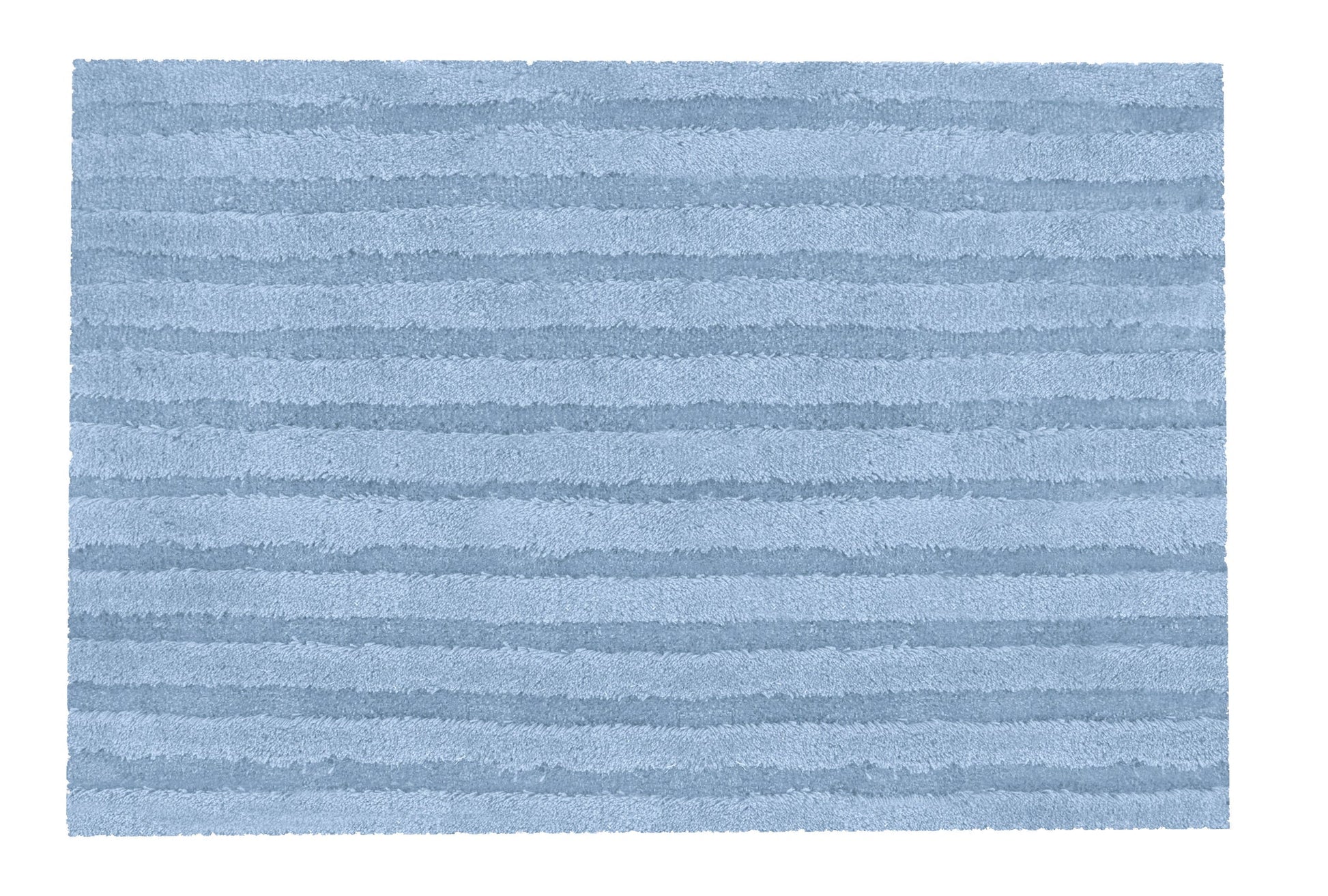 Hellblauer rechteckiger Badteppich mit dezent gestreifter Struktur