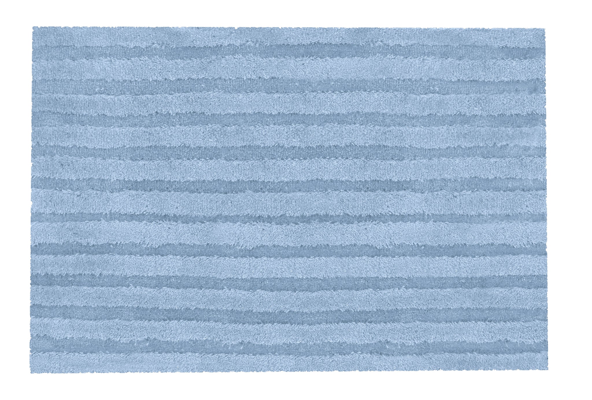 Hellblauer rechteckiger Badteppich mit dezent gestreifter Struktur