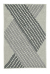 Badematte mit grauen diagonalen Streifen und geometrischem Muster