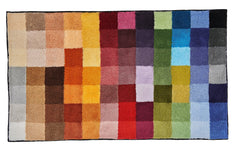 Rechteckiger Badteppich mit bunt kariertem Farbverlaufs-Design modern