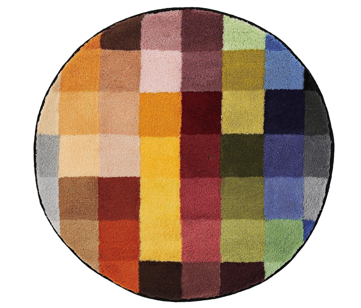 Runder Badteppich mit buntem, kariertem Patchwork-Muster aus Baumwolle