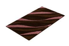Badematte mit braun-rosa Wellenmuster in rechteckiger Form von oben