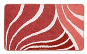 Badematte mit roten, rosa und weißen Wellenstreifen-Mustern aus Stoff