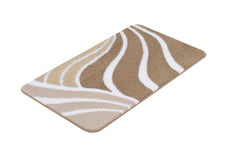 Rechteckige Badematte mit geschwungenem Wellenmuster in Beigetönen
